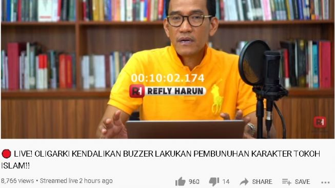 Refly Harun bicara soal pemojokan tokoh-tokoh Islam (youtube.com/ReflyHarun)