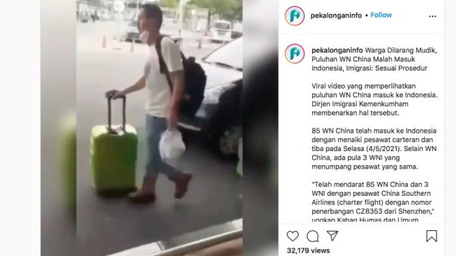 WNA China Masuk Indonesia Saat Larangan Mudik Lebaran, Nitizen 