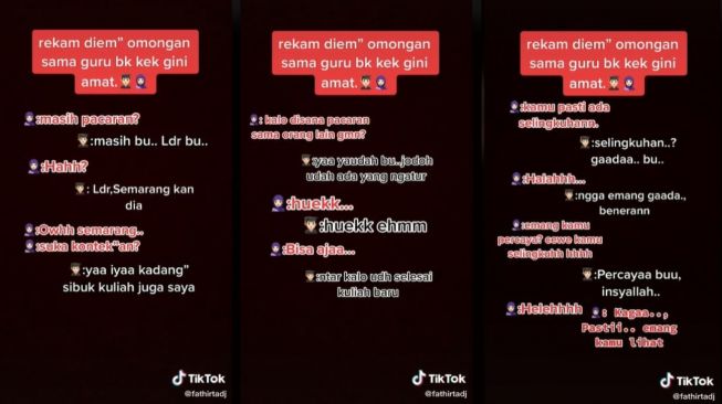 Viral Percakapan dengan Guru BK, Sebut Murid dan Pacarnya Selingkuh saat LDR (tiktok.com/@fathirtadj)