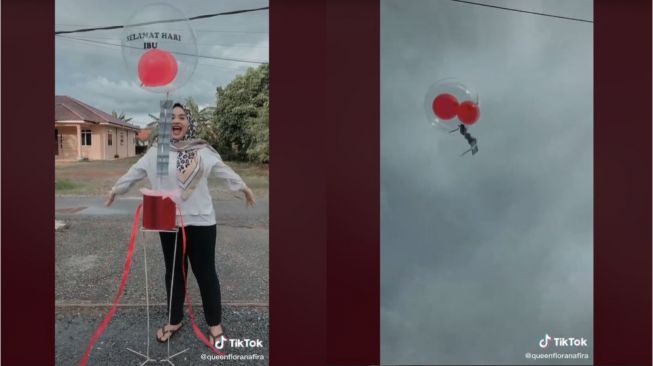 Viral Kejutan Hari Ibu Berakhir Nyesek Gara-Gara Balon Terbang (tiktok.com/@queenfloranafira)