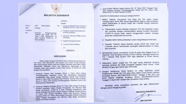 Pemkot Surabaya Meniadakan Takbir Keliling Menyambut Idul Fitri