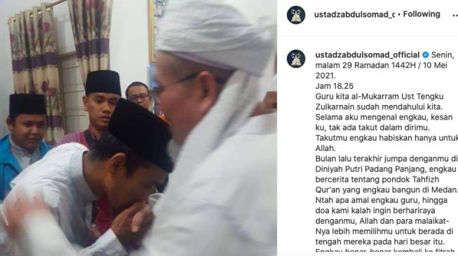 Unggahan UAS atas kepergian Ustaz Tengku Zulkarnain [instagram]