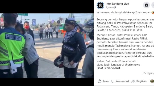 Pemudik nekat pura-pura kesurupan. (Facebook/Info Bandung Live)