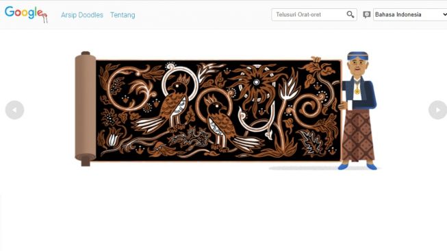 Google Doodle ulang tahun ke-90 pelopor batik Indonesia, Go Tik Swan. [Google]