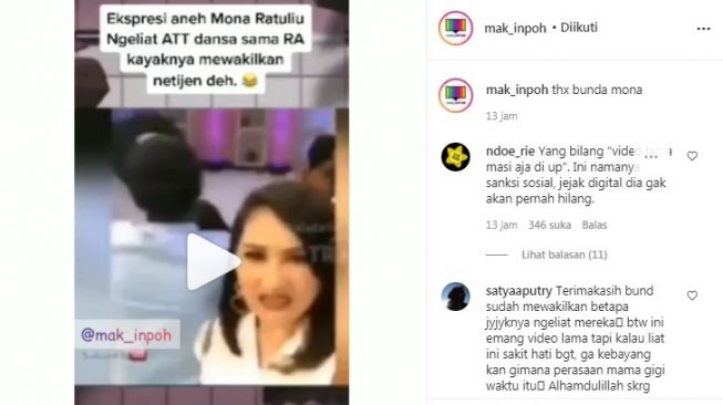 Unggahan soal Mona Ratuliu [Instagram/@mak_inpoh]