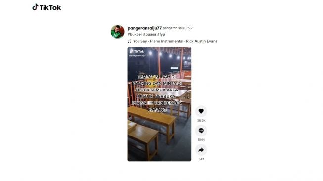 Rumah makan kena tipu bukber. [TikTok]