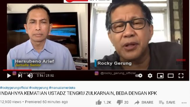 Rocky Gerung sampaikan pujian untuk almarhum ustaz Tengku Zul (Youtube)