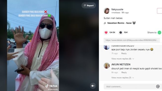 Buka Bersama Bergaya Raja Salman, Penampilan Pemuda ini Bikin Salah Fokus (TikTok/Fakyuuole)