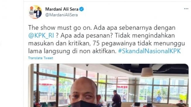 Cuitan Mardani Ali Sera.[Twitter/@MardaniAliSera]