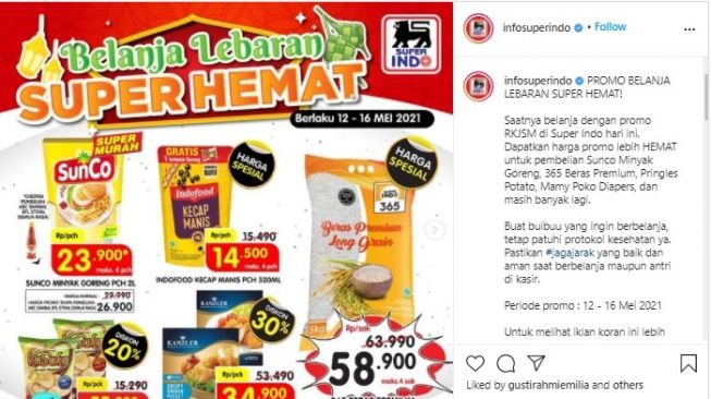 Belanja Lebaran Super Hemat, Jangan Lewatkan 3 Promo dari Swalayan Ini. (Dok: Instagram/infosuperindo)