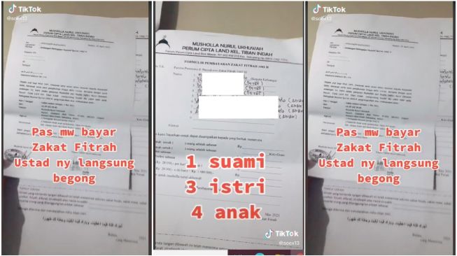 Ustadz ini Syok Pas Terima Zakat Fitrah, Lihat Silsilah Keluarga Istri Tiga (TikTok/Soex13)