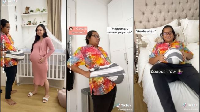 Pria Coba Simulasi Hamil Pakai Semangka, Banjir Pujian (tiktok.com/@astariririaja)
