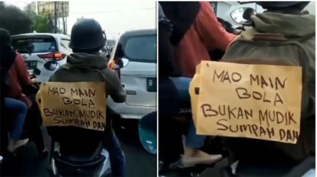 Takut dikira Mudik, Pria Tempel Tulisan begini di Motornya (Instagram/Lambe_turah)