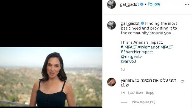 Postingan Gal Gadot diserbu. (Instagram/@gal_gadot)