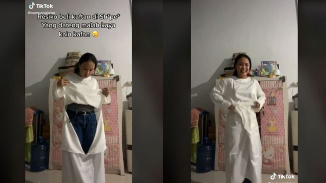 Model Baju Kaftan Bikin Bingung, Malah Dibilang Mirip Kafan (tiktok.com/@numpangjalan)