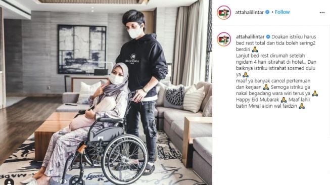 Artis yang rayakan lebaran pertama sebagai pasutri - Atta dan Aurel. (Instagram/attahalilintar)