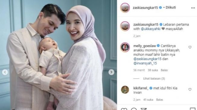 Potret lebaran keluarga Irwansyah dan Zaskia Sungkar. (Instagram)