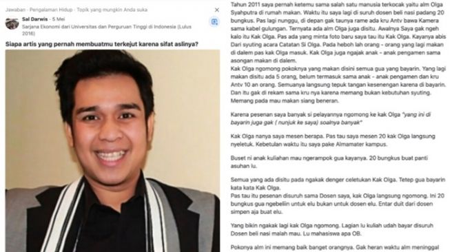 Viral Sifat Asli Olga Syahputra Terbongkar. (Twitter/@defLeem)