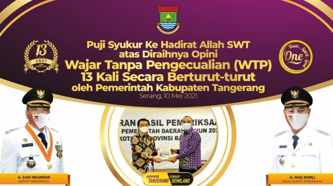 Keren! Tiga Belas Kali Berturut-turut Pemkab Tangerang Raih WTP BPK RI-Bant