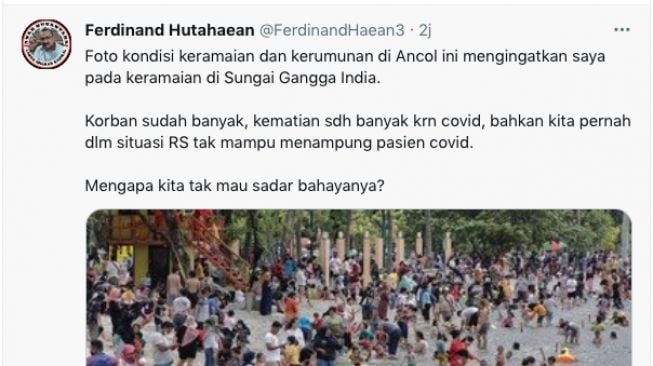 Tanggapan Ferdinand Hutahaean soal ramainya pengunjung di Pantai Ancol