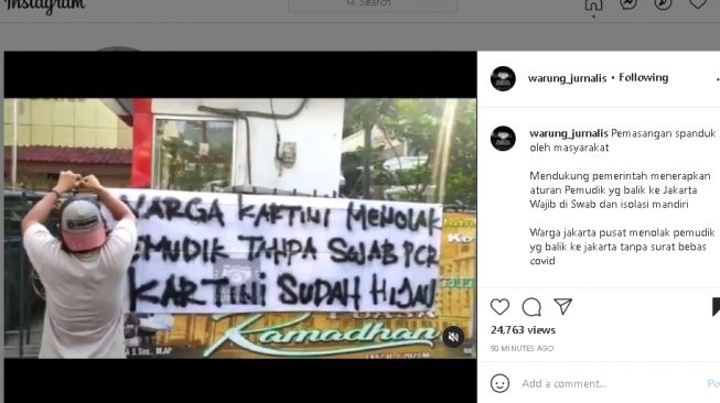 Salut! Aksi Warga Pasang Spanduk Tolak Pemudik Balik ke Jakarta