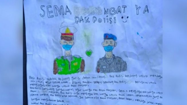 Tulis Surat dan Gambar Semangati Polisi, Siswi Kelas 4 SD Ditemui Kapolres