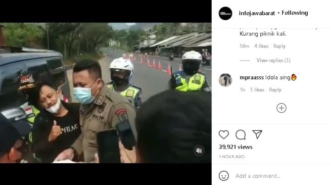 Kang Mus Preman Pensiun kena penyekatan kendaraan (instagram.com/@infojawabarat)