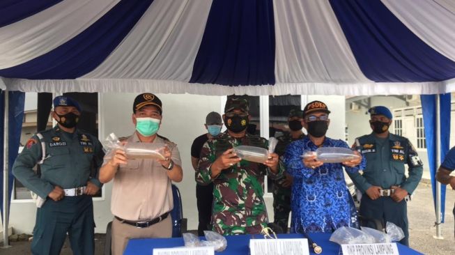 Ratusan Ribu Benur Asal Pesisir Barat Digagalkan Lanal Lampung