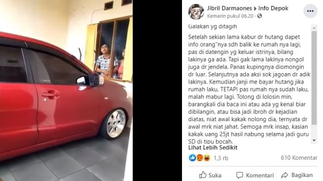 Tagih hutang ke tetangga. (Facebook/Jibril Darmaones)