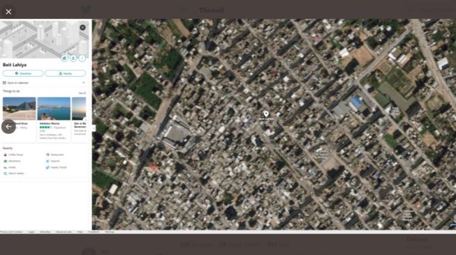 Gambar satelit Palestina Israel. [Twitter]