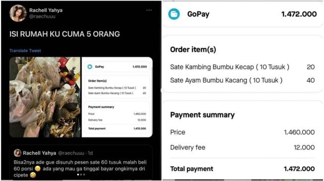 Suruh Adik Pesan Makanan Lewat Online, Pas Datang Jumlahnya Bikin Syok (Twitter/Raechuuu)