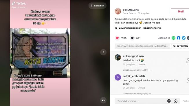 Terungkap! Wajah Gadis di Belakang Truk (TikTok/Pocutrauzha_)