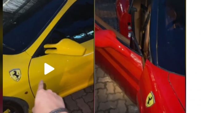 Ferrari yang digunakan oleh pria saat membeli kwetiau (TikTok)