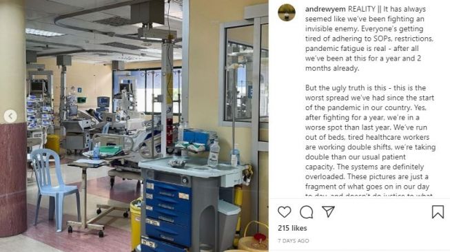 Nakes tunjukkan situasi pandemi di Malaysia. (Instagram/@andrewyem)