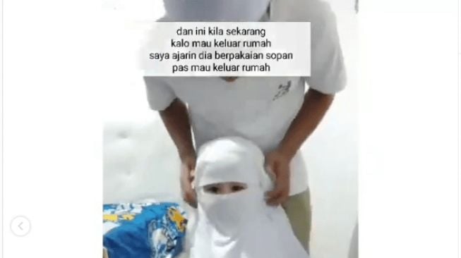 Anak usia 2 tahun diajarkan memakai cadar [Tiktiok]