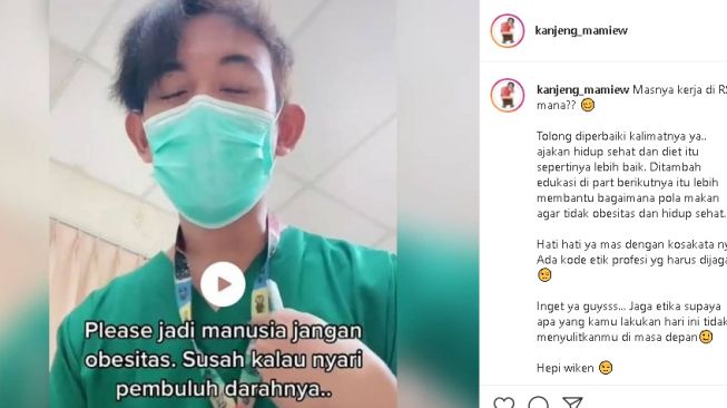 Perawat bikin konten soal pasien obesitas (instagram.com/@kanjeng_mamiew)