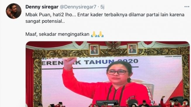 Cuitan Denny Siregar soal Ganjar Pranowo dan Puan Maharani. [Twitter]