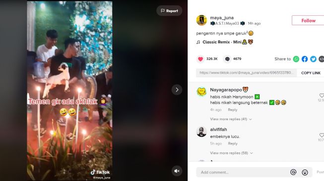 Viral Aksi Temen Nggak Ada Akhlak, Hadiri Pernikahan Bawa Anak Kambing (TikTok/Maya_juna)