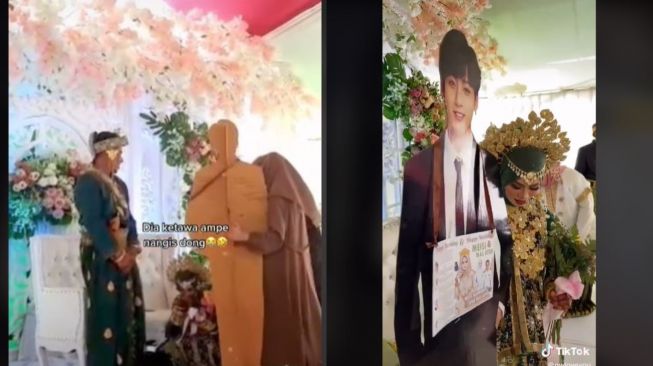 Viral, Wanita Ini Ajak Standee Jungkook BTS ke Kondangan Teman (tiktok.com/@owloveyou)