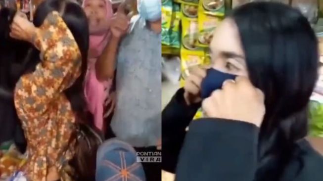 Viral Ibu-ibu Resahkan Pasar Serdam Pontianak, Diduga Mencuri Bawa Anak