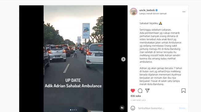 Viral Aksi Heroik Bocah Buka Akses Jalan Ambulans, Ini Sosoknya (Instagram/uncle_teebob)