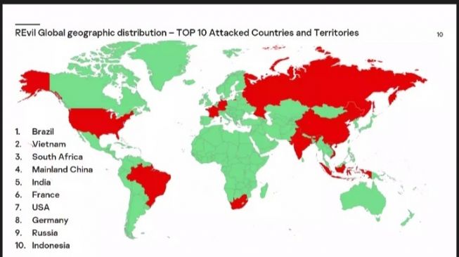 Pemetaan target serangan REvil global 2020. [Screenshot/Dythia Novianty]