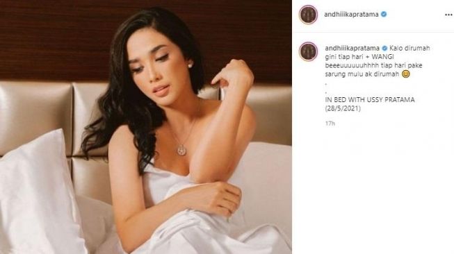 Andhika Pratama posting foto seksi Ussy Sulistiawaty. (Instagram/@andhiiikapratama)