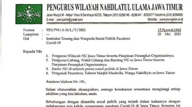 NU Jatim Imbau Warga Nahdliyin Tak Terprovokasi Pesta Ulang Tahun Gubernur Khofifah