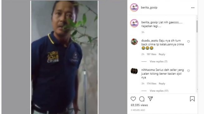 Tangkapan layar video viral pria murka ancam kurir dengan pedang.[Instagram]