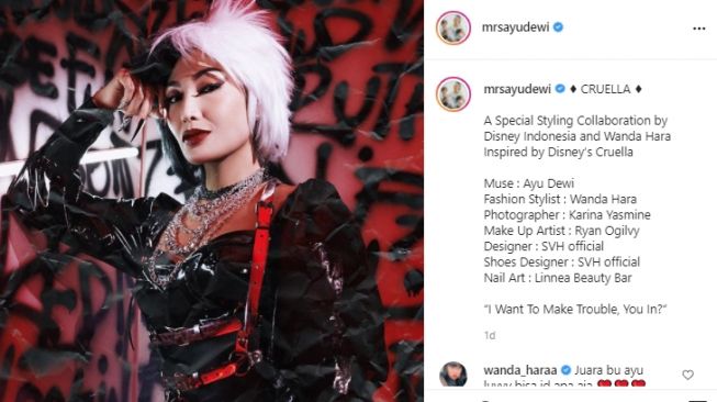 Gaya Artis berkostum Cruella. [Instagram]