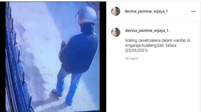 Aksi maling celana dalam terekam CCTV (instagram.com/@devina_jasmine_wijaya_1)