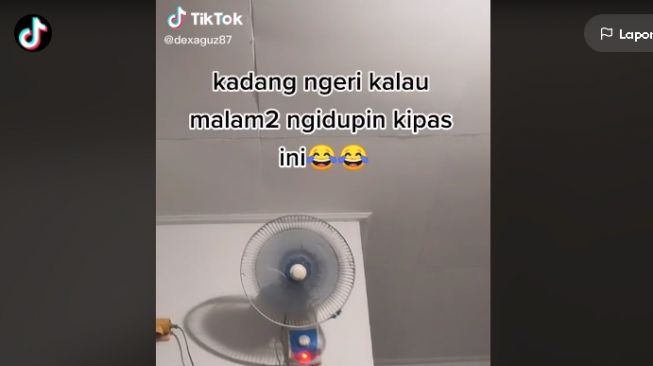 Kipas angin yang bikin pemiliknya ketakutan (tiktok.com/@dexaguz87)