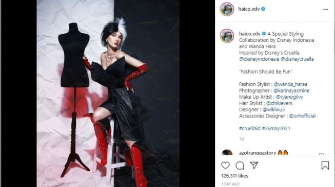 Gaya Artis berkostum Cruella. [Instagram]