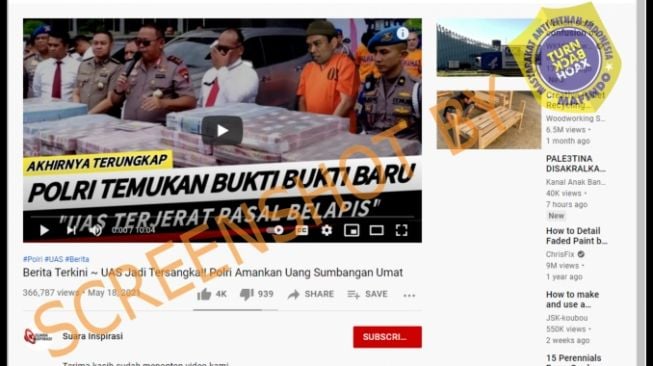 CEK FAKTA: UAS Jadi Tersangka, Polri Amankan Uang Sumbangan Umat, Benarkah?